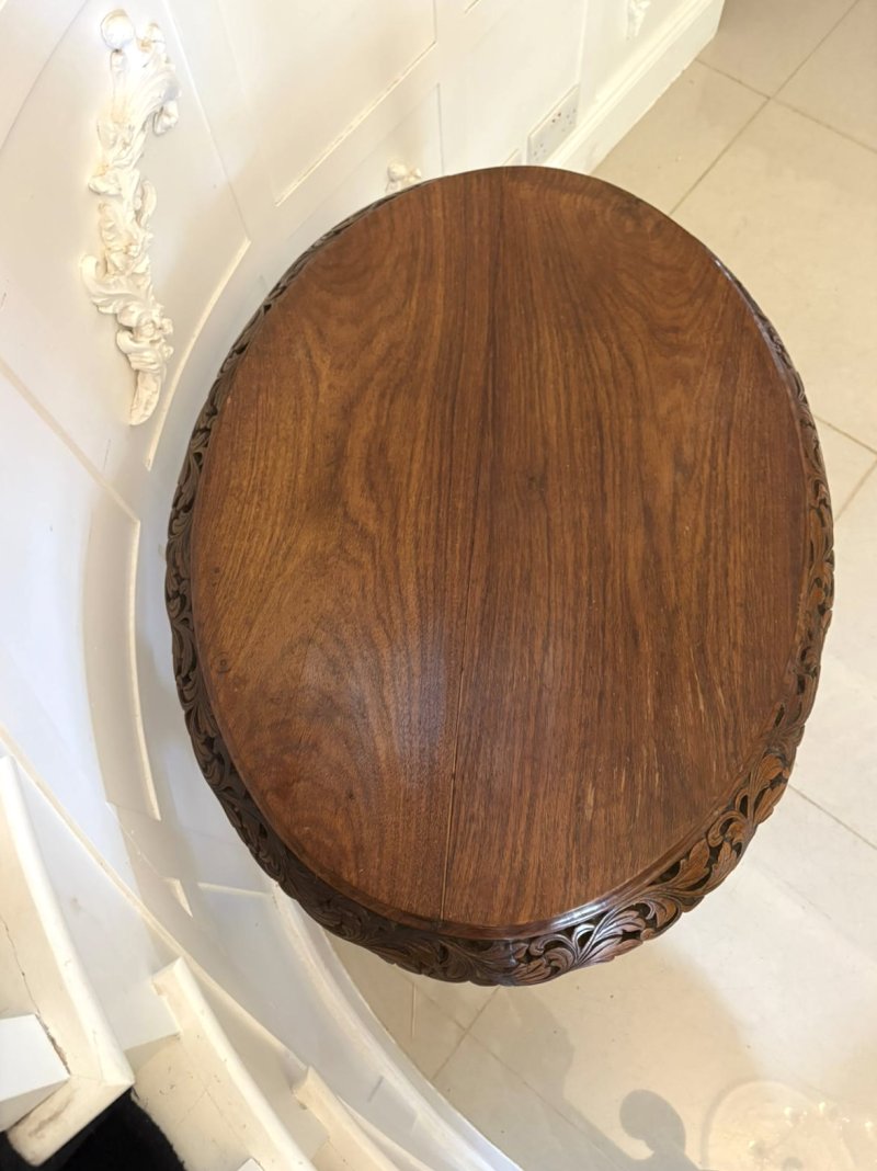 Unusual Oval Antique Victorian Quality Padauk Wood Lamp Table - Image 9